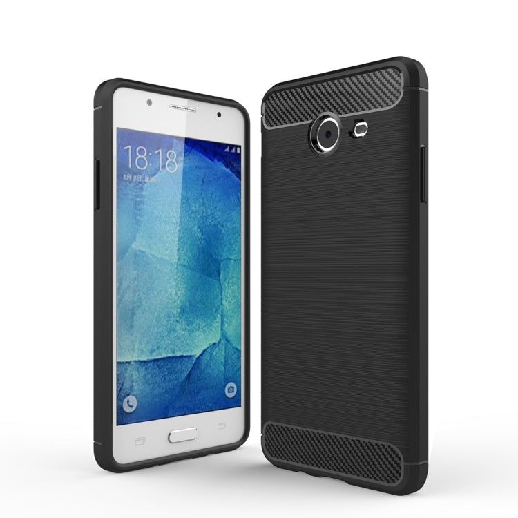 For Galaxy J5 (2017) / J520 (US Version) Brushed Texture Carbon Fiber Shockproof TPU Rugged Armor Protective Case