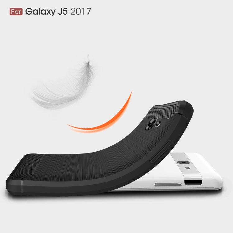 For Galaxy J5 (2017) / J520 (US Version) Brushed Texture Carbon Fiber Shockproof TPU Rugged Armor Protective Case