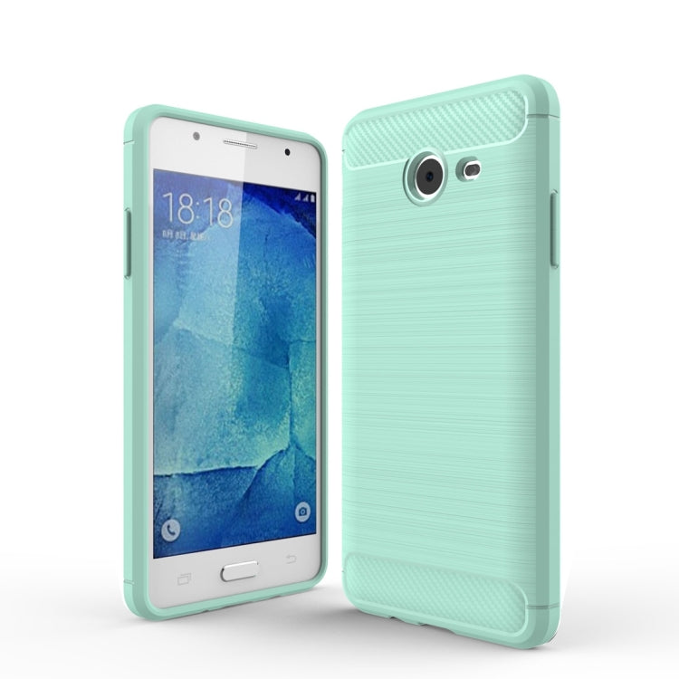 For Galaxy J5 (2017) / J520 (US Version) Brushed Texture Carbon Fiber Shockproof TPU Rugged Armor Protective Case