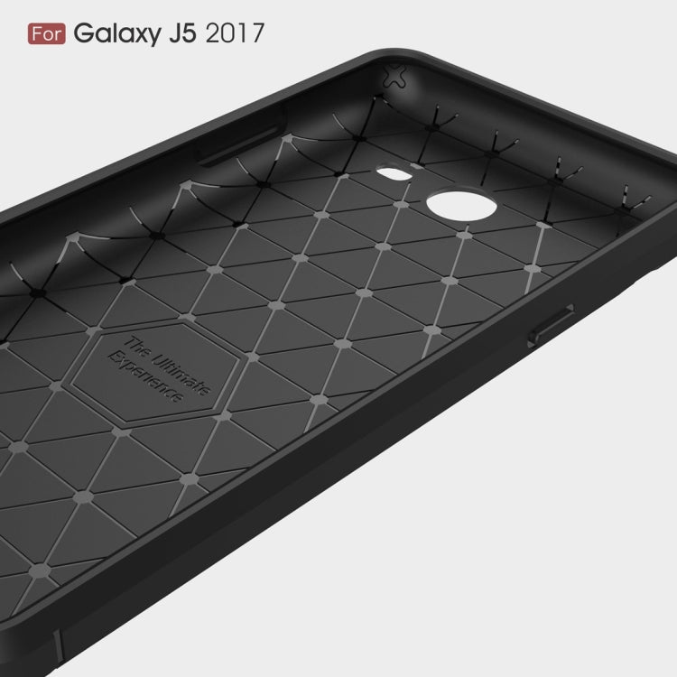 For Galaxy J5 (2017) / J520 (US Version) Brushed Texture Carbon Fiber Shockproof TPU Rugged Armor Protective Case