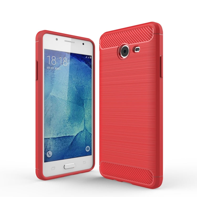 For Galaxy J5 (2017) / J520 (US Version) Brushed Texture Carbon Fiber Shockproof TPU Rugged Armor Protective Case