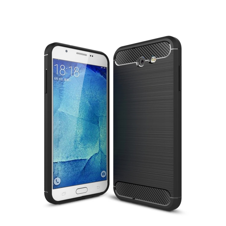 For Galaxy J7 (2017) / J720 (US Version) Brushed Texture Carbon Fiber Shockproof TPU Rugged Armor Protective Case
