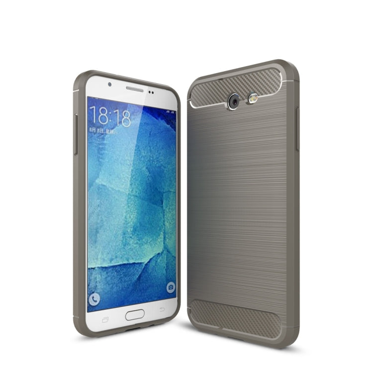 For Galaxy J7 (2017) / J720 (US Version) Brushed Texture Carbon Fiber Shockproof TPU Rugged Armor Protective Case