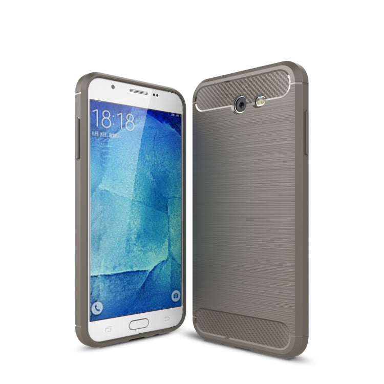 For Galaxy J7 (2017) / J720 (US Version) Brushed Texture Carbon Fiber Shockproof TPU Rugged Armor Protective Case
