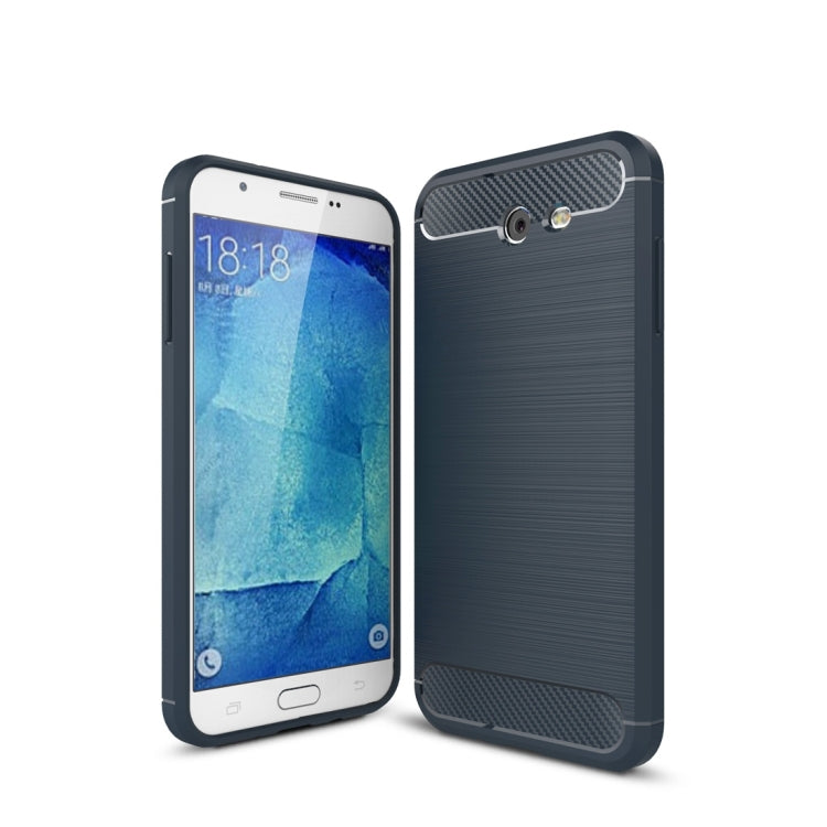For Galaxy J7 (2017) / J720 (US Version) Brushed Texture Carbon Fiber Shockproof TPU Rugged Armor Protective Case