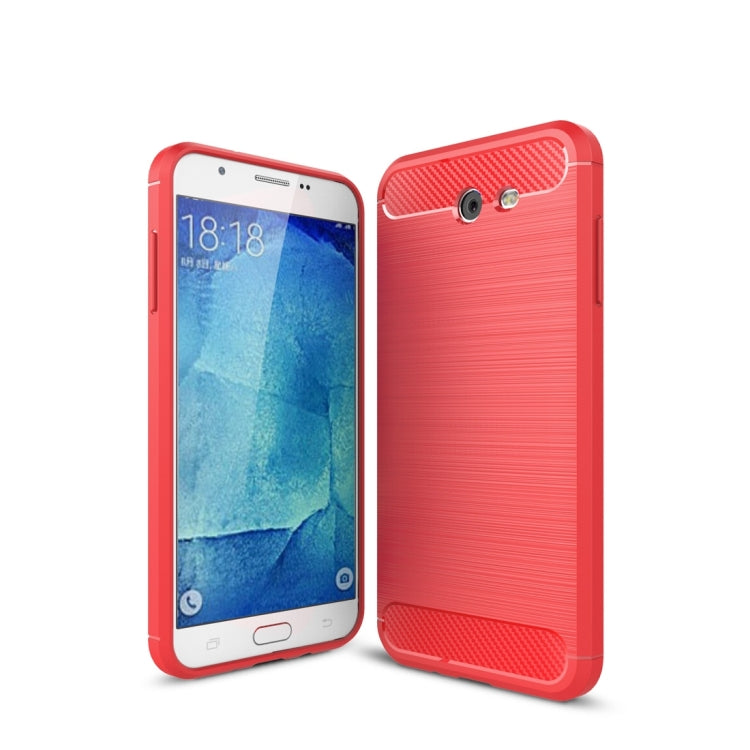 For Galaxy J7 (2017) / J720 (US Version) Brushed Texture Carbon Fiber Shockproof TPU Rugged Armor Protective Case