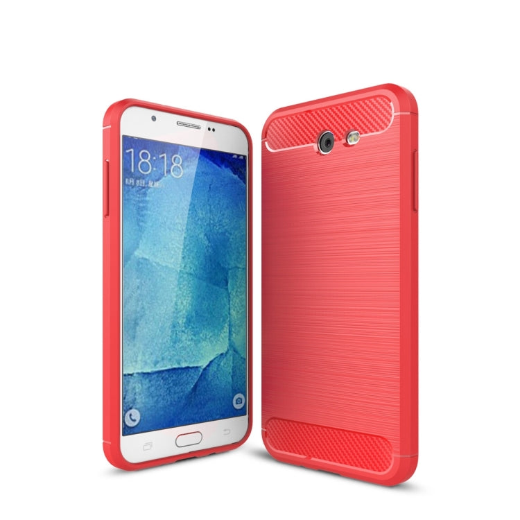 For Galaxy J7 (2017) / J720 (US Version) Brushed Texture Carbon Fiber Shockproof TPU Rugged Armor Protective Case