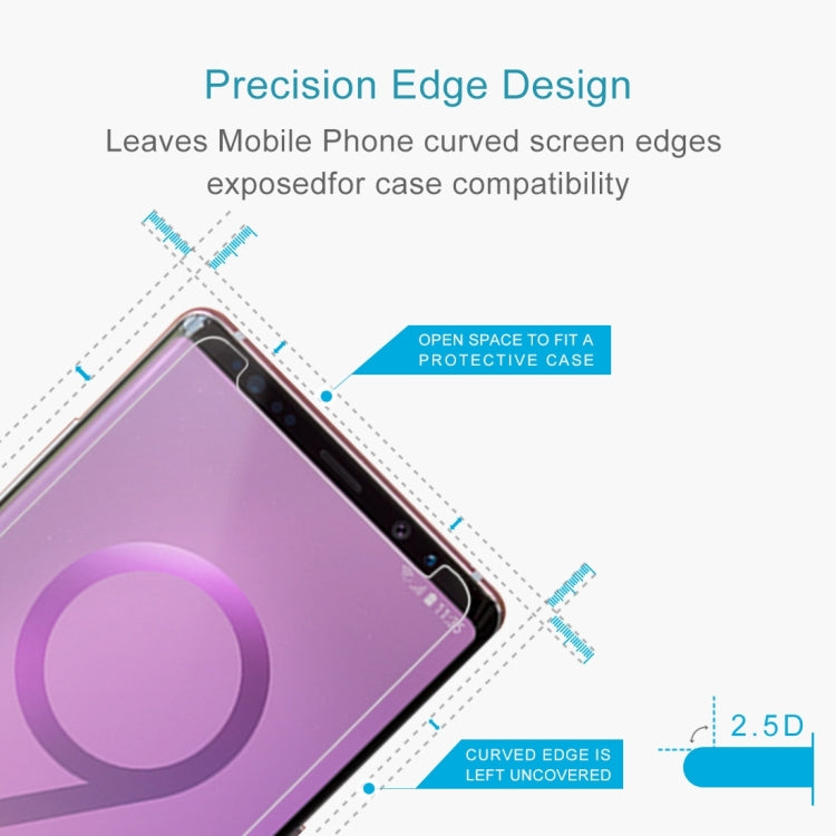 100 PCS 9H 2.5D Non-full Curved Tempered Glass Film for Galaxy Note 9