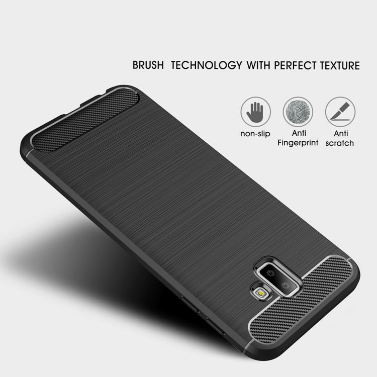 Brushed Texture Carbon Fiber Shockproof TPU Case for Galaxy J6+