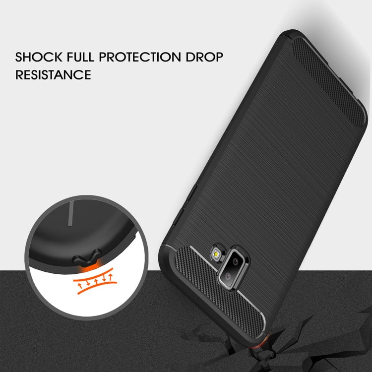 Brushed Texture Carbon Fiber Shockproof TPU Case for Galaxy J6+