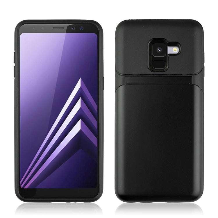 for Galaxy A8+ (2018) TPU + PC 3 in 1 Protective Case Cover with Holder & Card Slot & Mirror