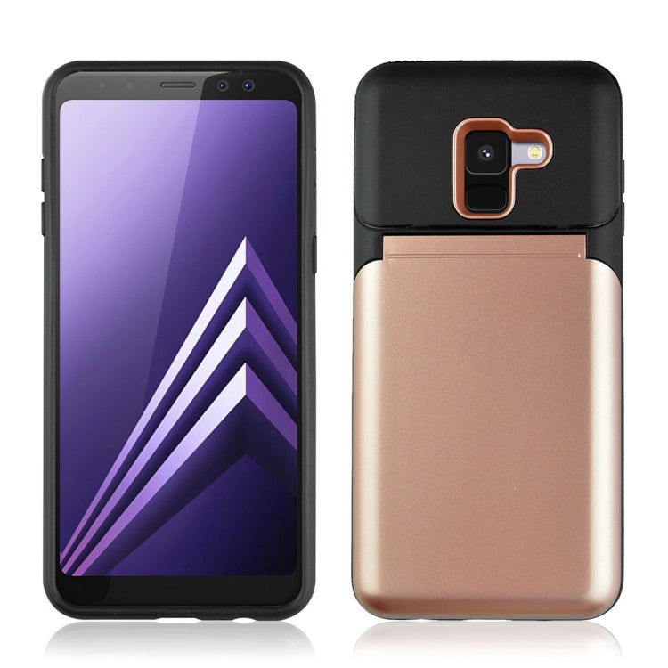 for Galaxy A8+ (2018) TPU + PC 3 in 1 Protective Case Cover with Holder & Card Slot & Mirror