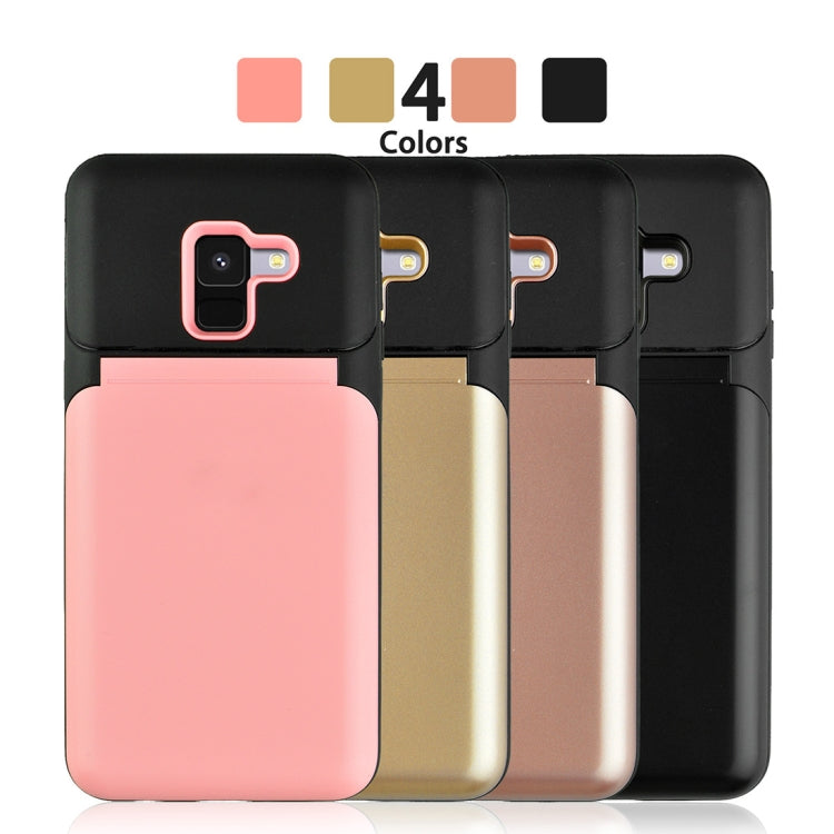 for Galaxy A8+ (2018) TPU + PC 3 in 1 Protective Case Cover with Holder & Card Slot & Mirror