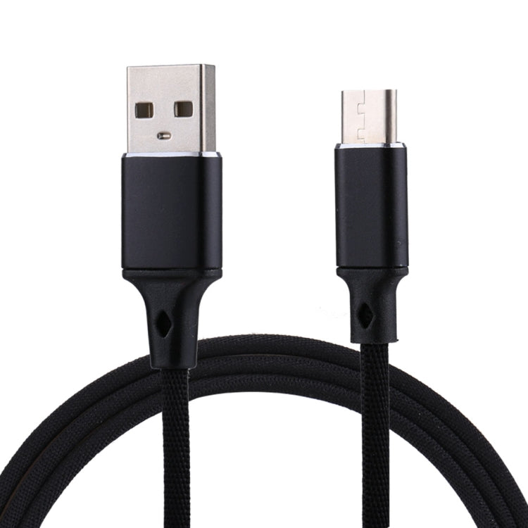 1m 2A Output USB to USB-C / Type-C Nylon Weave Style Data Sync Charging Cable