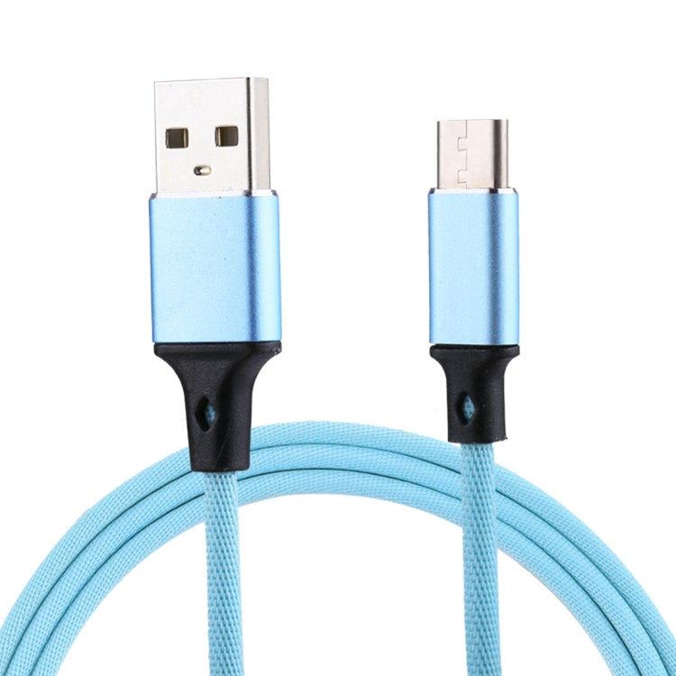 1m 2A Output USB to USB-C / Type-C Nylon Weave Style Data Sync Charging Cable