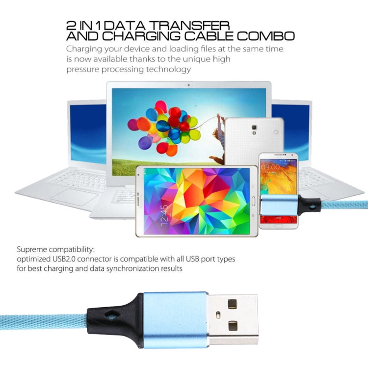 1m 2A Output USB to USB-C / Type-C Nylon Weave Style Data Sync Charging Cable