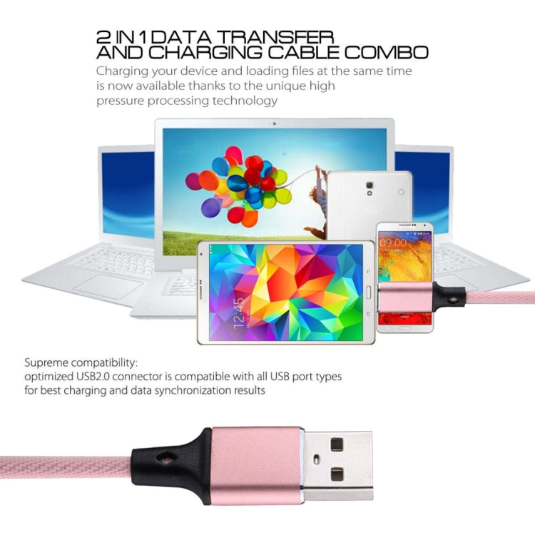 1m 2A Output USB to Micro USB Nylon Weave Style Data Sync Charging Cable, For