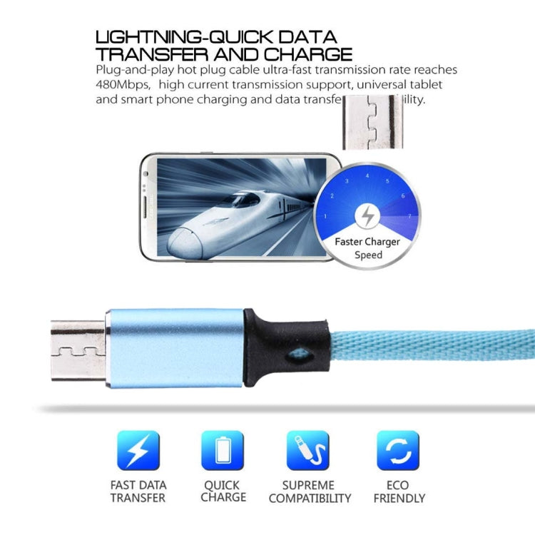 1m 2A Output USB to Micro USB Nylon Weave Style Data Sync Charging Cable, For