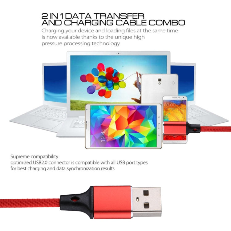 1m 2A Output USB to Micro USB Nylon Weave Style Data Sync Charging Cable, For
