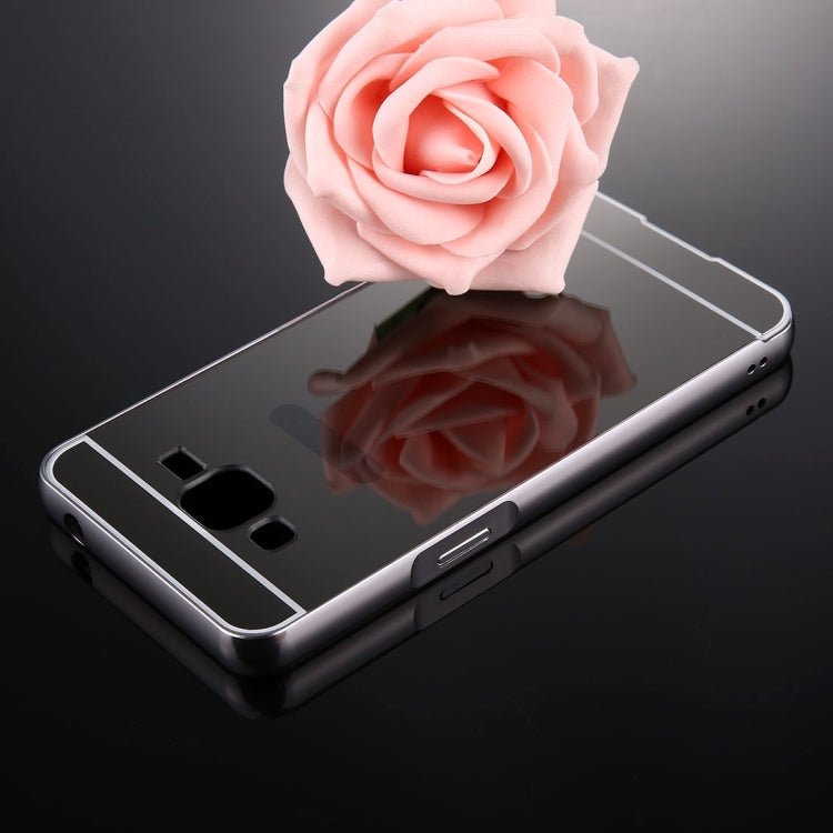 For Galaxy J2 Prime Mirror Push Pull Back Shell Cover + Electroplating Bumper Frame Protective Combination Case
