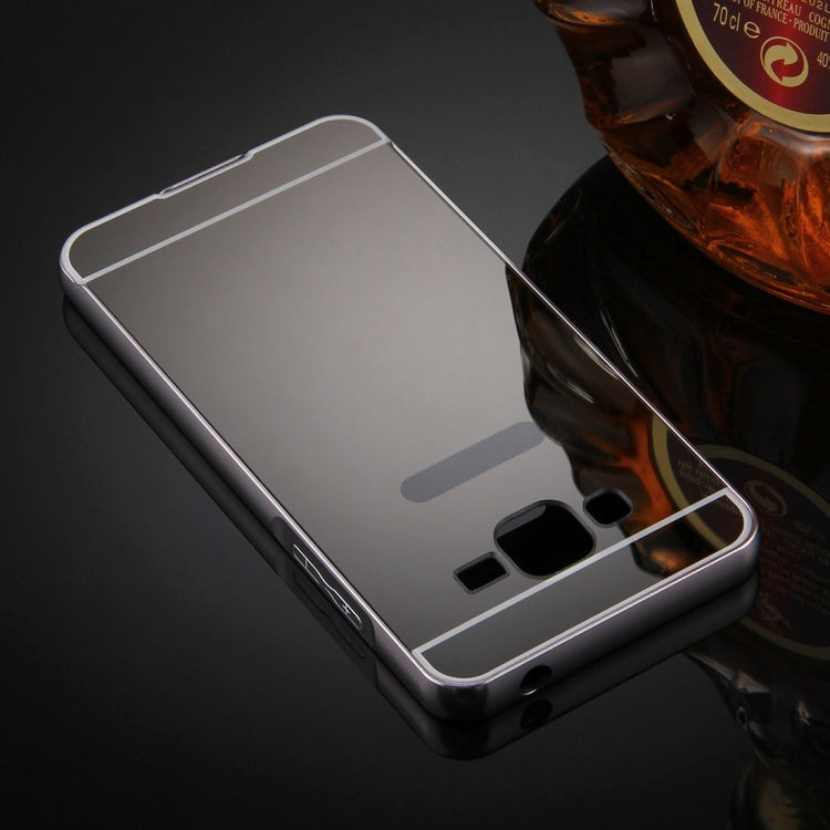 For Galaxy J2 Prime Mirror Push Pull Back Shell Cover + Electroplating Bumper Frame Protective Combination Case