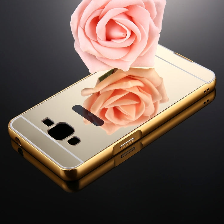 For Galaxy J2 Prime Mirror Push Pull Back Shell Cover + Electroplating Bumper Frame Protective Combination Case