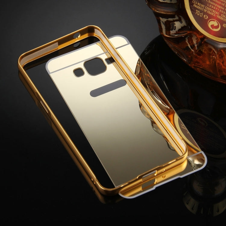For Galaxy J2 Prime Mirror Push Pull Back Shell Cover + Electroplating Bumper Frame Protective Combination Case