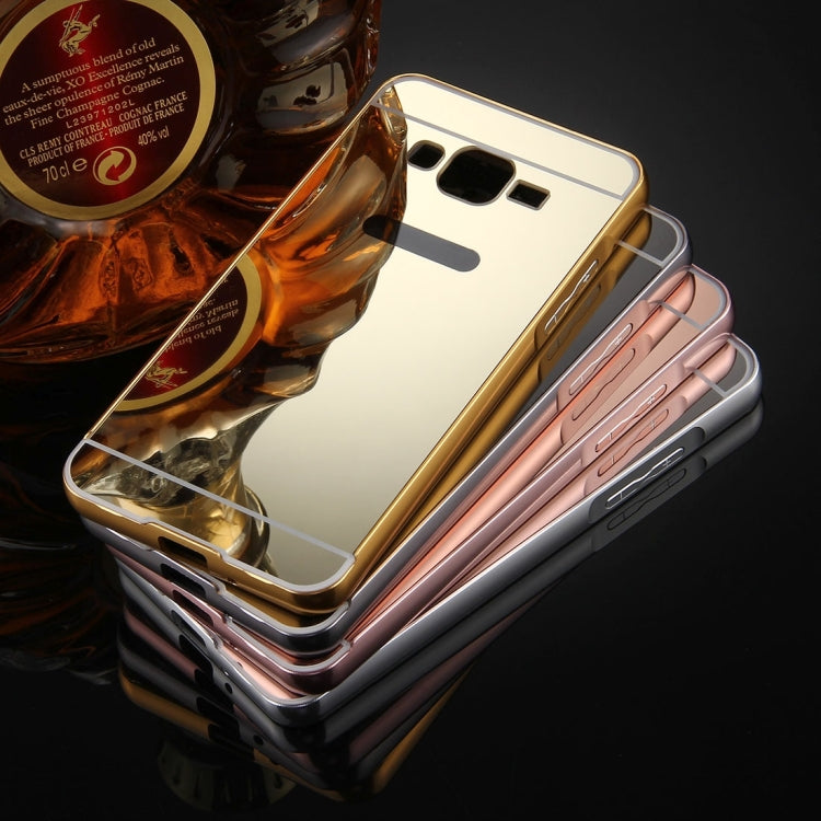 For Galaxy J2 Prime Mirror Push Pull Back Shell Cover + Electroplating Bumper Frame Protective Combination Case