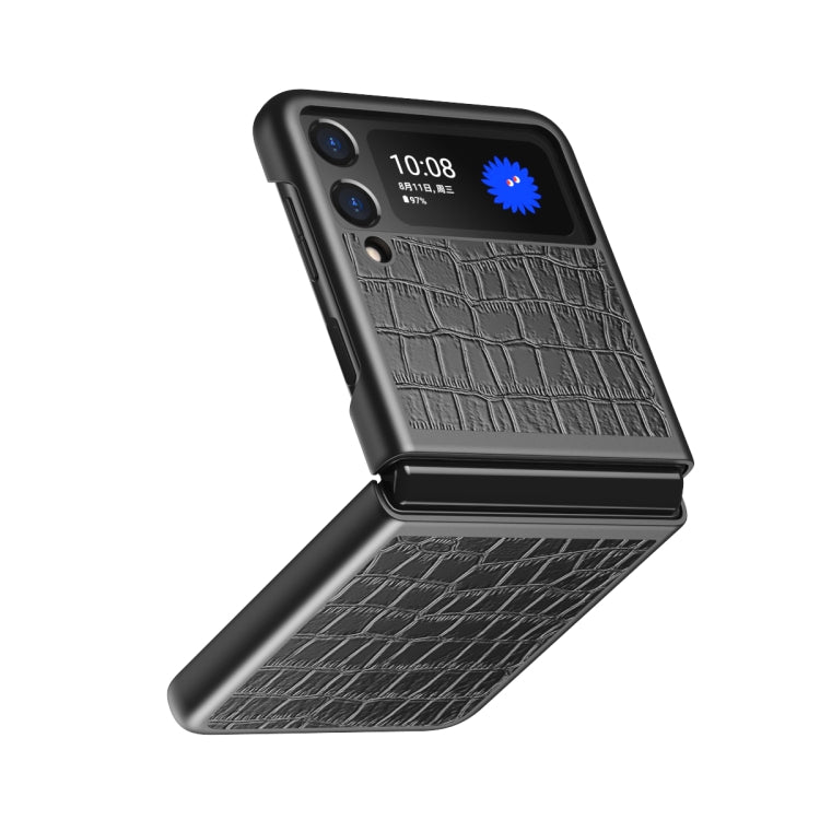 For Samsung Galaxy Z Flip Crocodile Texture Leather Folding Protective Case