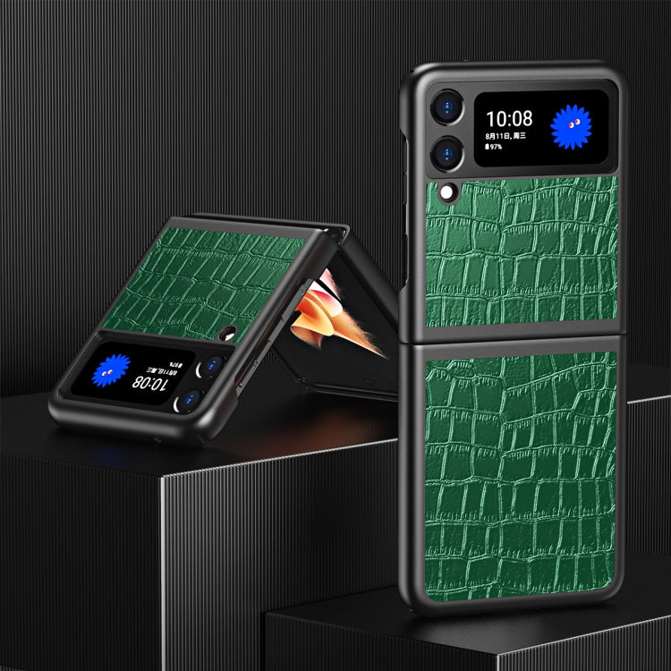 For Samsung Galaxy Z Flip Crocodile Texture Leather Folding Protective Case