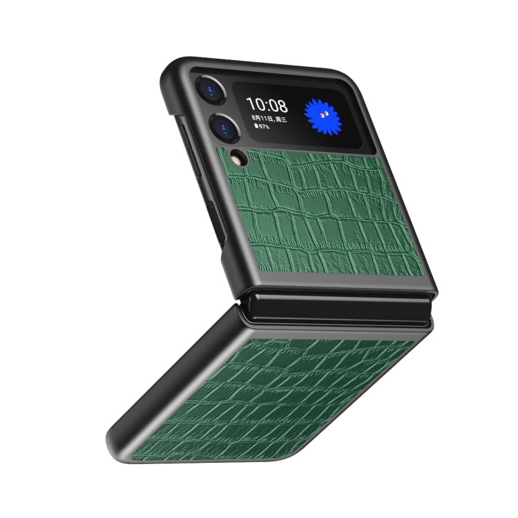 For Samsung Galaxy Z Flip Crocodile Texture Leather Folding Protective Case