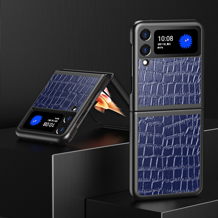 For Samsung Galaxy Z Flip Crocodile Texture Leather Folding Protective Case