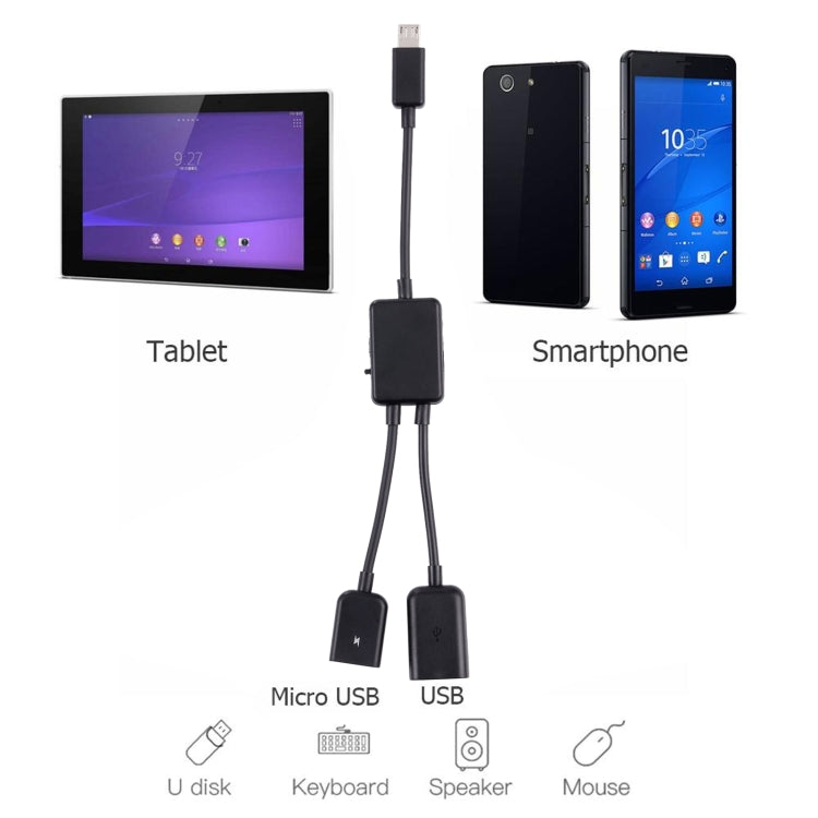 1 to 2 Micro USB OTG Adapter Cable