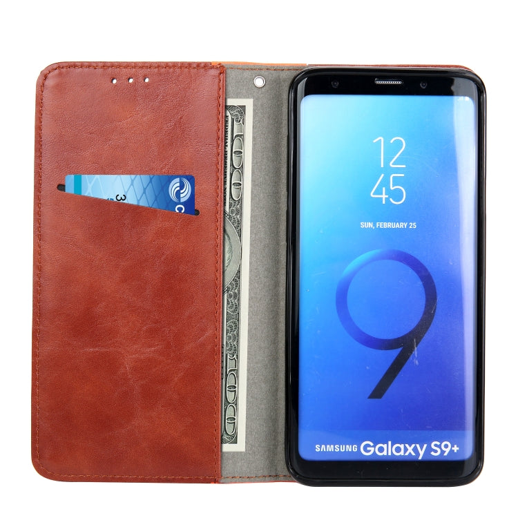 Retro Book Design Horizontal Flip PU Leather Case for Galaxy S9+, with Holder & Card Slots