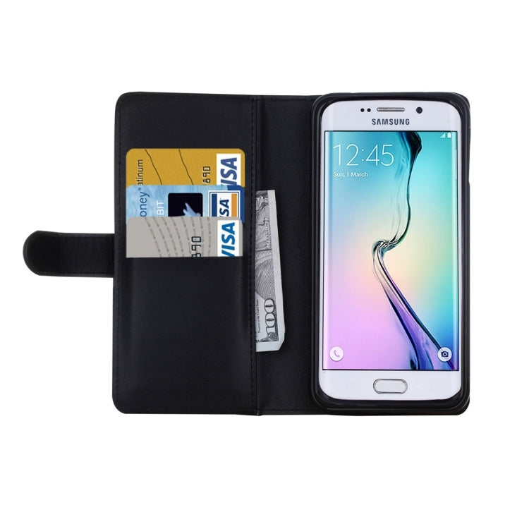 For Galaxy S6 Edge Plain Weave Texture Zipper Horizontal Flip Leather Case with Detachable Back Protective Case & Card Slots & Wallet