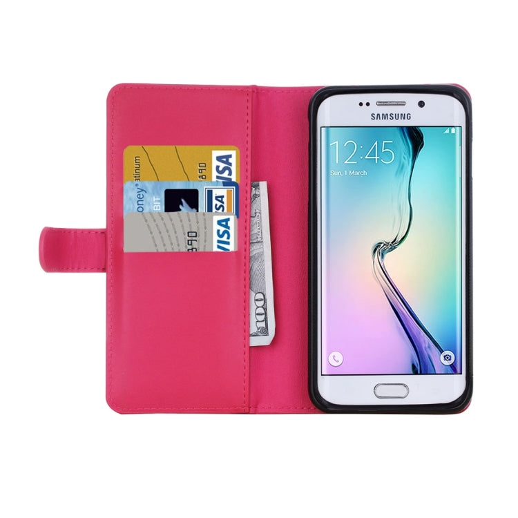 For Galaxy S6 Edge Plain Weave Texture Zipper Horizontal Flip Leather Case with Detachable Back Protective Case & Card Slots & Wallet