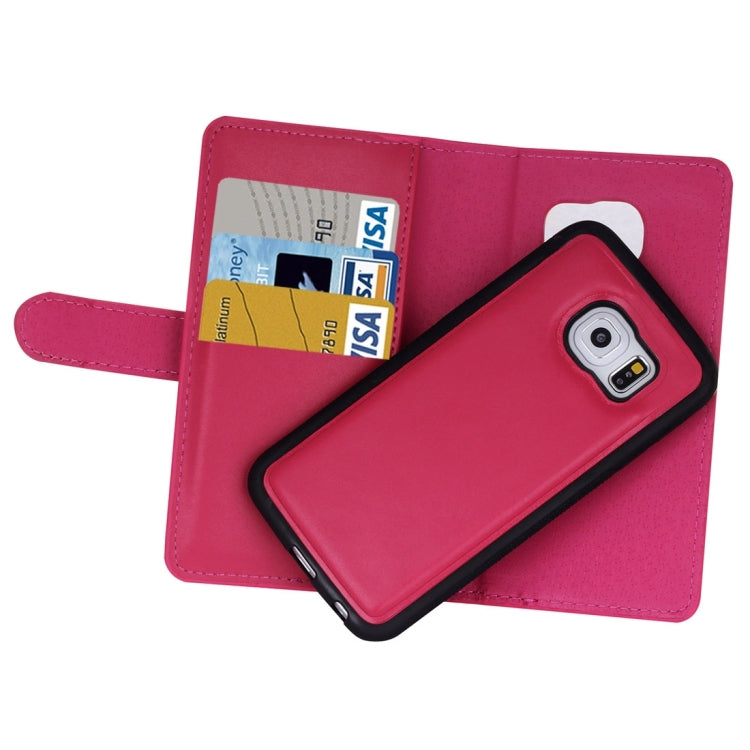 For Galaxy S6 Edge Plain Weave Texture Zipper Horizontal Flip Leather Case with Detachable Back Protective Case & Card Slots & Wallet