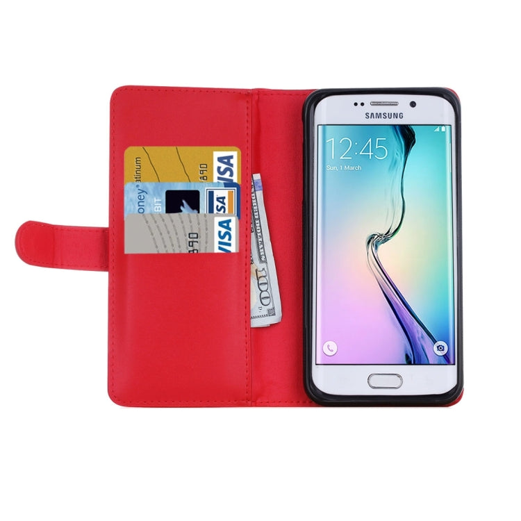 For Galaxy S6 Edge Plain Weave Texture Zipper Horizontal Flip Leather Case with Detachable Back Protective Case & Card Slots & Wallet