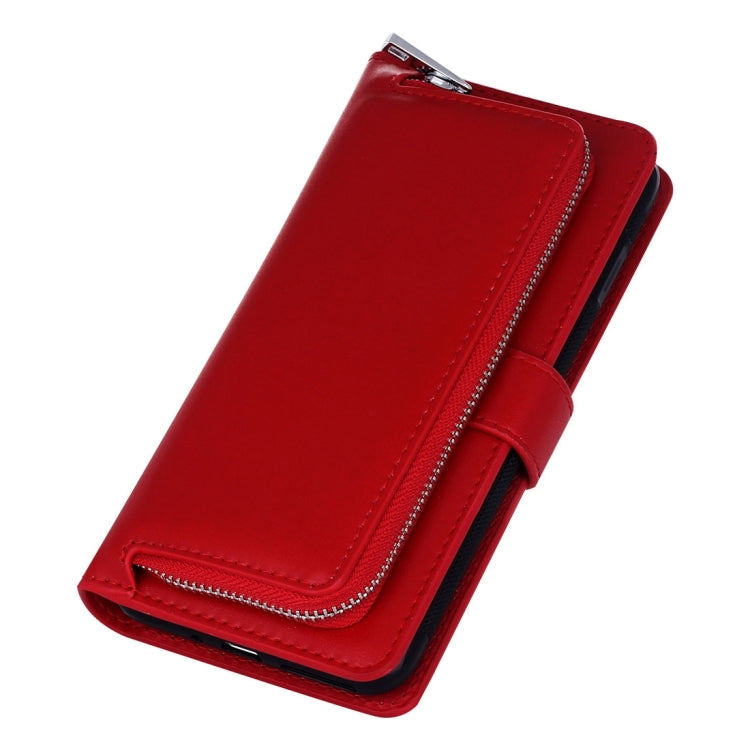 For Galaxy S6 Edge Plain Weave Texture Zipper Horizontal Flip Leather Case with Detachable Back Protective Case & Card Slots & Wallet
