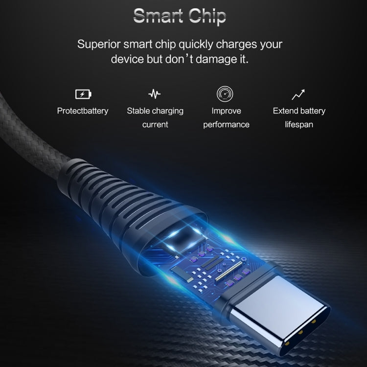 ROCK 1m Hi-Tensile 3A USB to USB-C / Type-C Data Sync Charging Round Cable, For Galaxy S8 & S8 + / LG G6 / Huawei P10 & P10 Plus / Xiaomi Mi 6 & Max 2 and other Smartphones