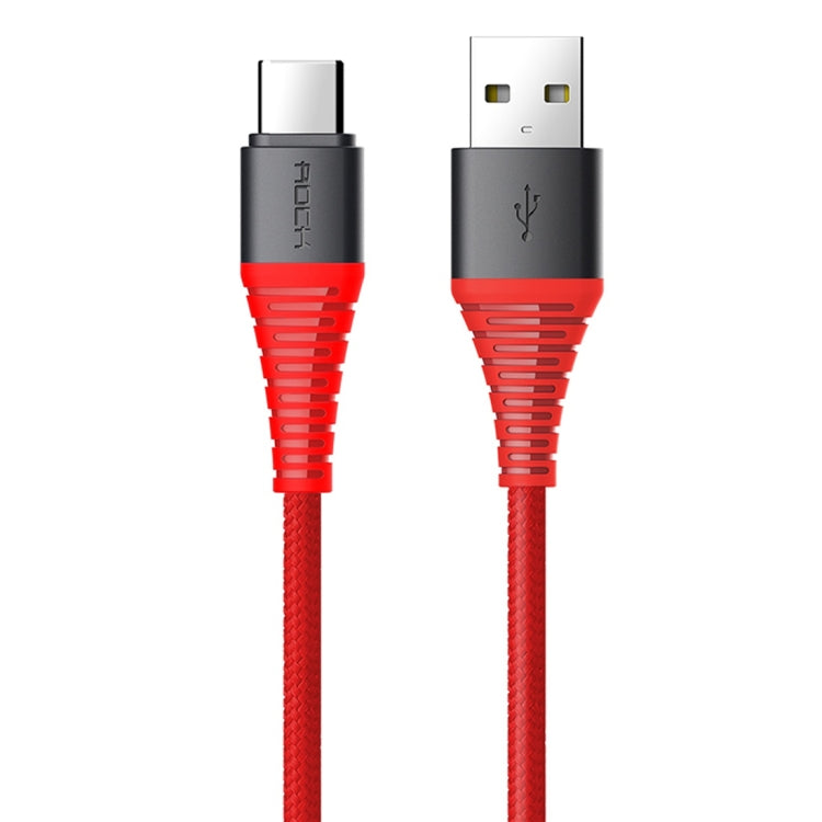 ROCK 1m Hi-Tensile 3A USB to USB-C / Type-C Data Sync Charging Round Cable, For Galaxy S8 & S8 + / LG G6 / Huawei P10 & P10 Plus / Xiaomi Mi 6 & Max 2 and other Smartphones