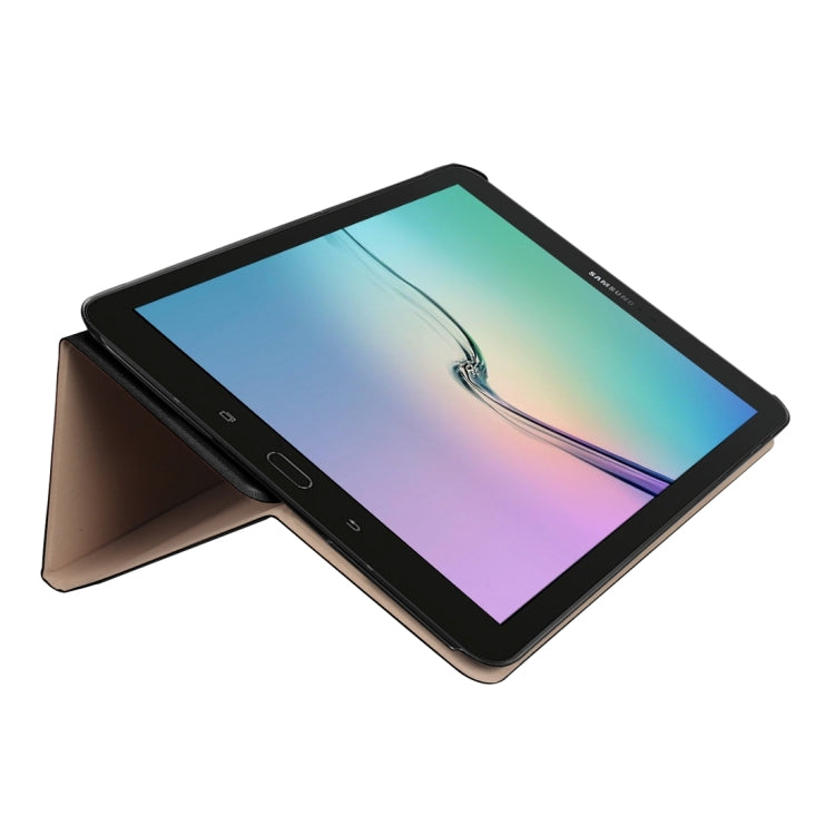 For Galaxy Tab S3 9.7 inch T820 / T825 Golden Stone Series PU Leather Stand Case Cover Shield
