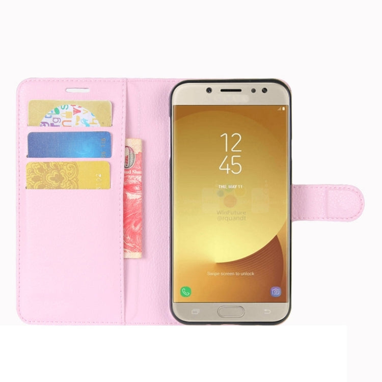 For Galaxy J7 (2017) / J7 Pro (EU Version) Litchi Texture Horizontal Flip Leather Case with Holder & Card Slots & Wallet