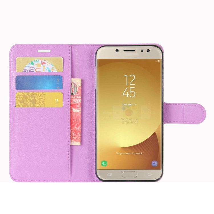 For Galaxy J7 (2017) / J7 Pro (EU Version) Litchi Texture Horizontal Flip Leather Case with Holder & Card Slots & Wallet