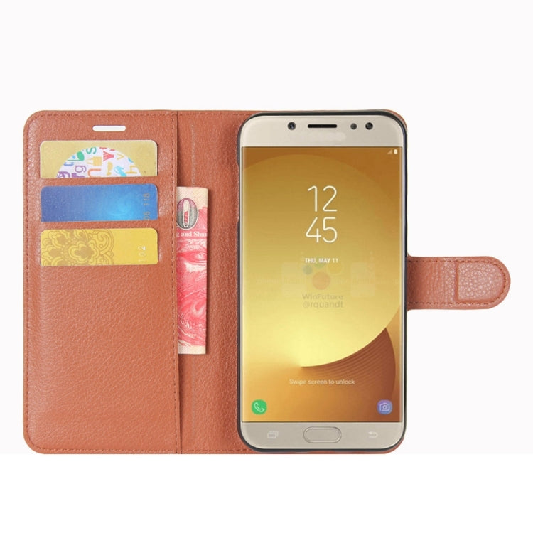 For Galaxy J7 (2017) / J7 Pro (EU Version) Litchi Texture Horizontal Flip Leather Case with Holder & Card Slots & Wallet
