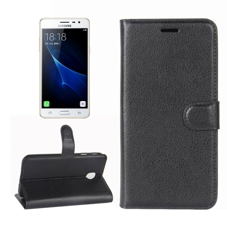 For Galaxy J3 (2017) (EU Version) Litchi Texture Horizontal Flip Leather Case with Holder & Card Slots & Wallet