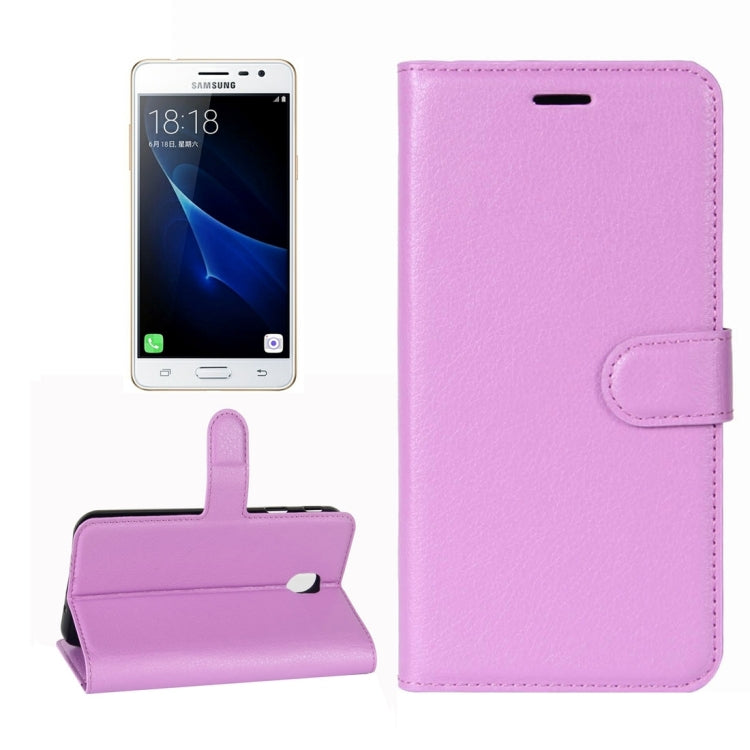 For Galaxy J3 (2017) (EU Version) Litchi Texture Horizontal Flip Leather Case with Holder & Card Slots & Wallet