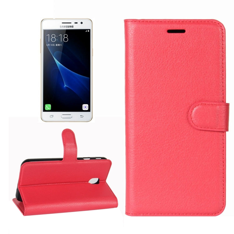 For Galaxy J3 (2017) (EU Version) Litchi Texture Horizontal Flip Leather Case with Holder & Card Slots & Wallet