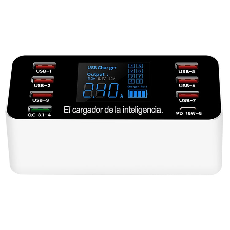 A9P 8 In 1 Multi-function Smart Digital Display Charging Station Socket Holder Stand