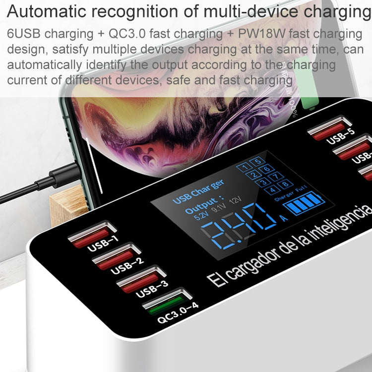 A9P 8 In 1 Multi-function Smart Digital Display Charging Station Socket Holder Stand
